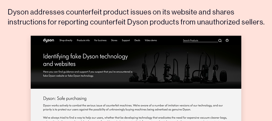 Dyson addresses counterfeit product issue